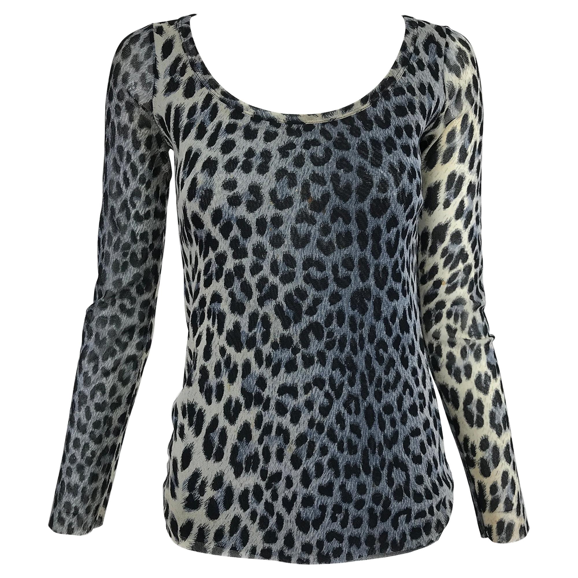Fuzzi Jean Paul Gaultier Leopard Print Long Sleeve Mesh Top For Sale at  1stDibs