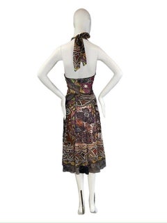 FUZZI Vintage mesh stretch halter backless midi dress