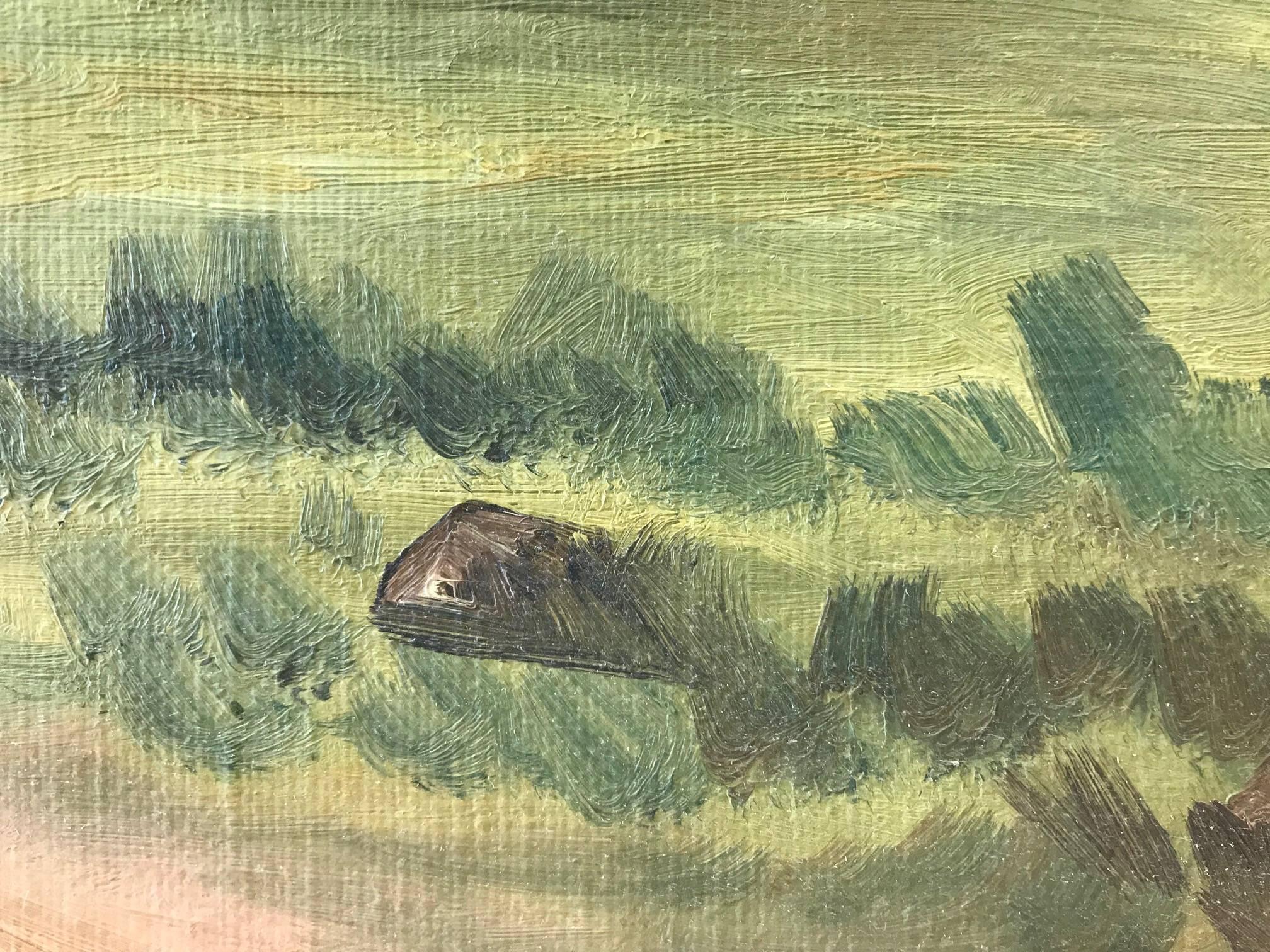 Untitled: Countryside Landscape - Brown Landscape Painting by F. V. KLUWER JEPSEN