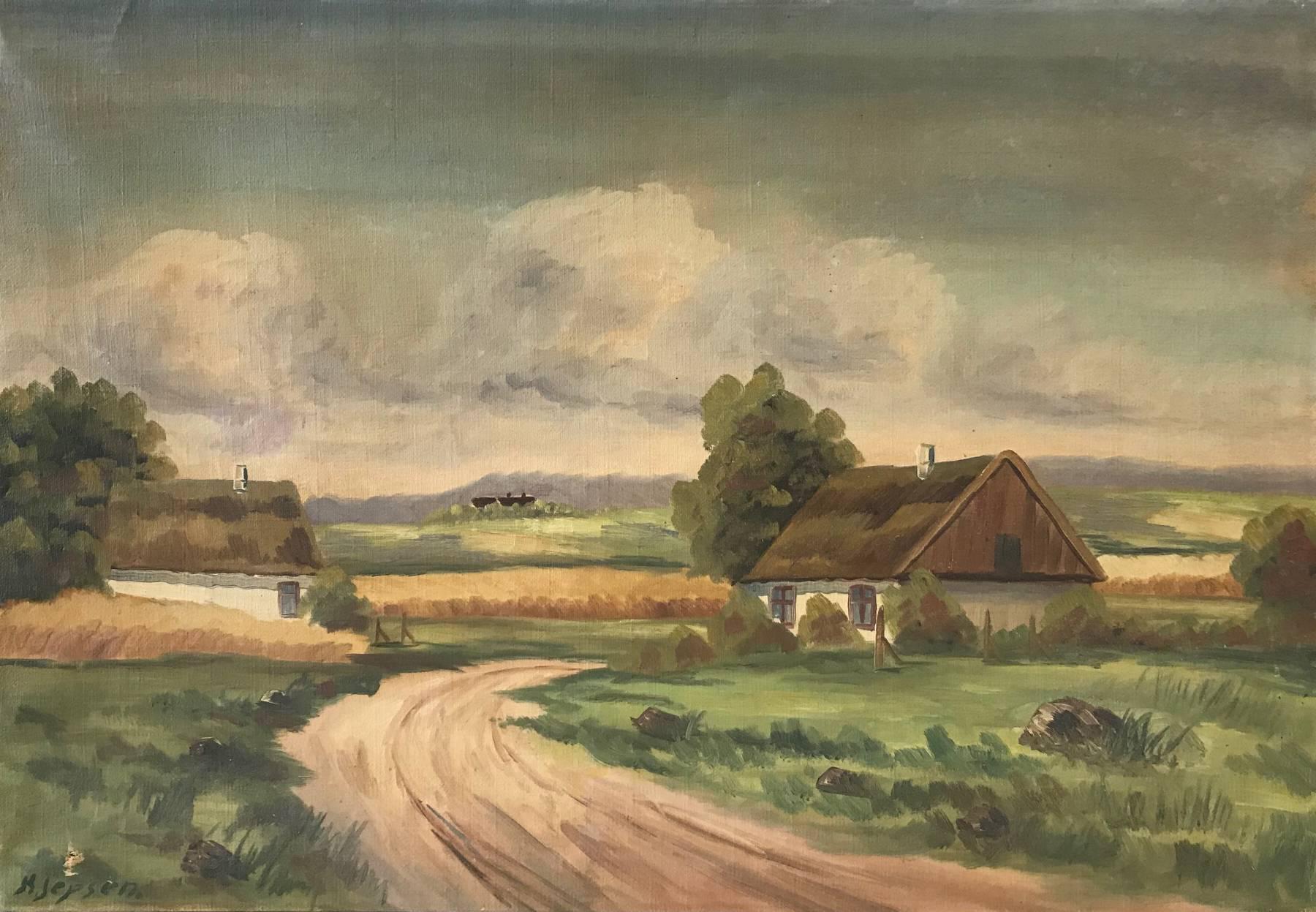 F. V. KLUWER JEPSEN Landscape Painting - Untitled: Countryside Landscape