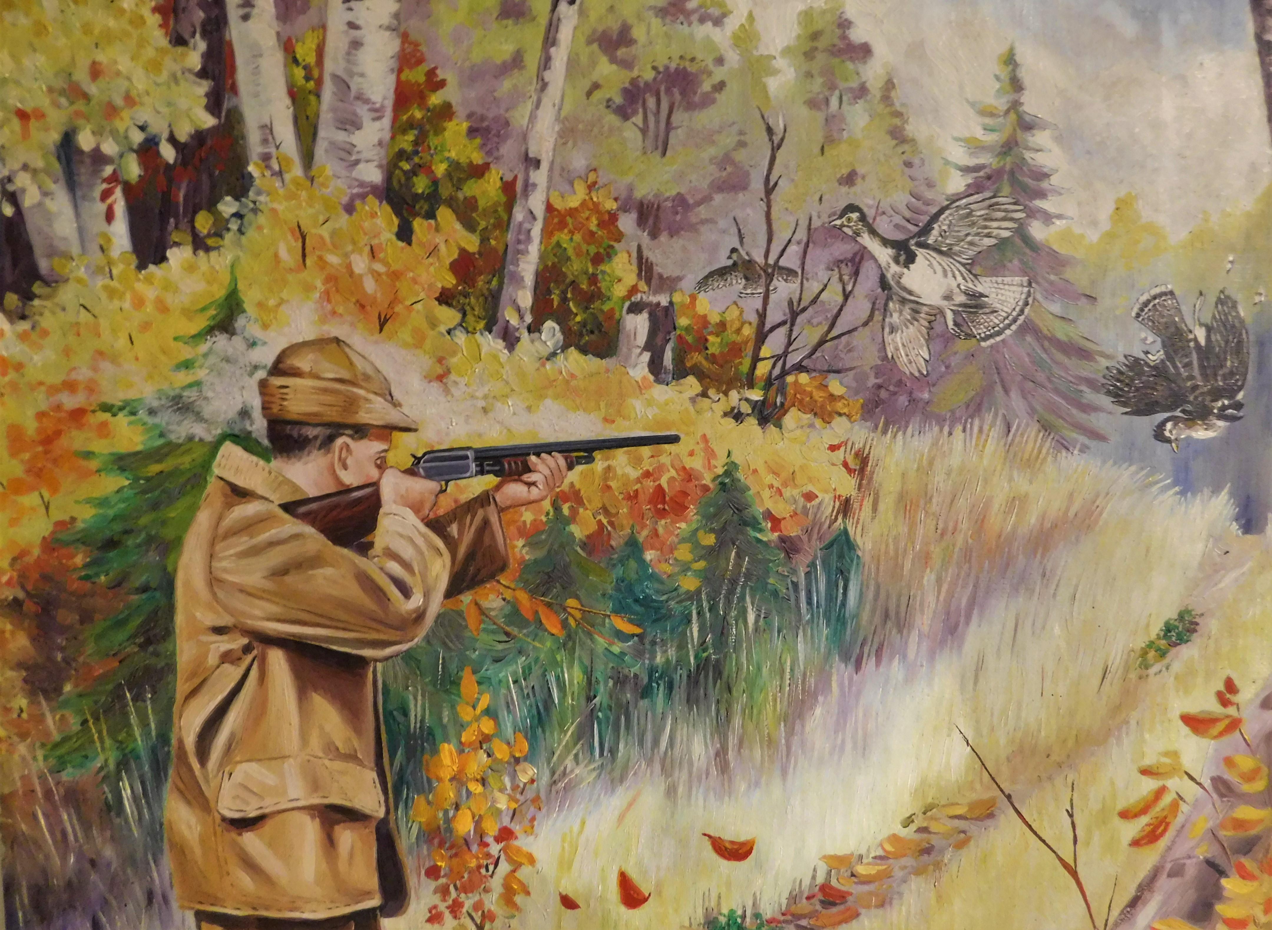 Canadian F.V. Williams Oil on Canvas Pheasant Hunting Painting For Sale