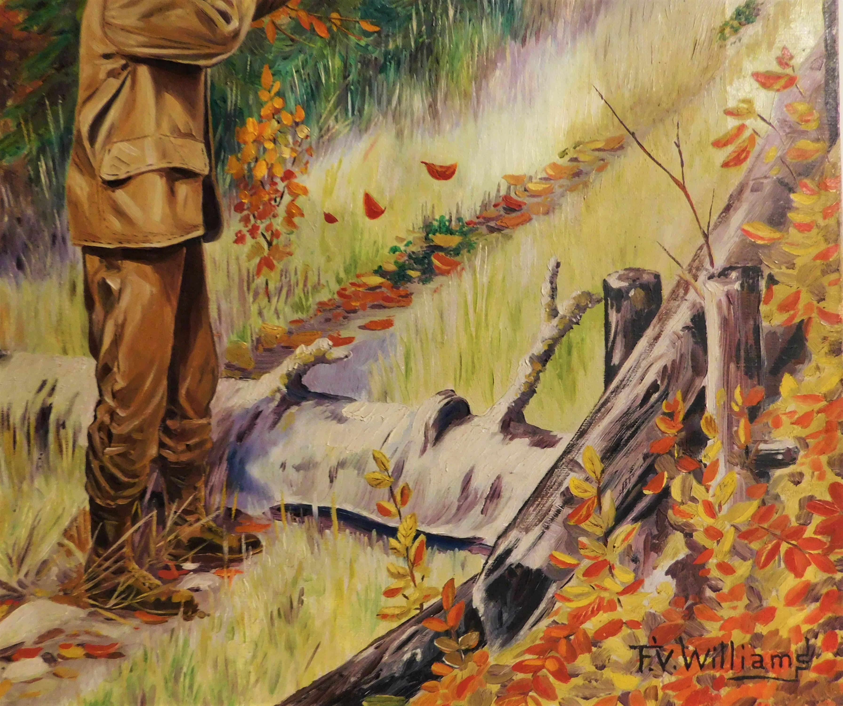 20th Century F.V. Williams Oil on Canvas Pheasant Hunting Painting For Sale