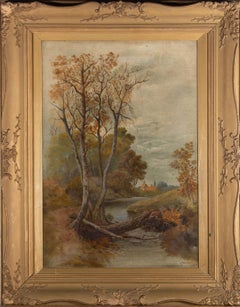 F.V.S. - 1909 Oil, Rural Landscape View with River