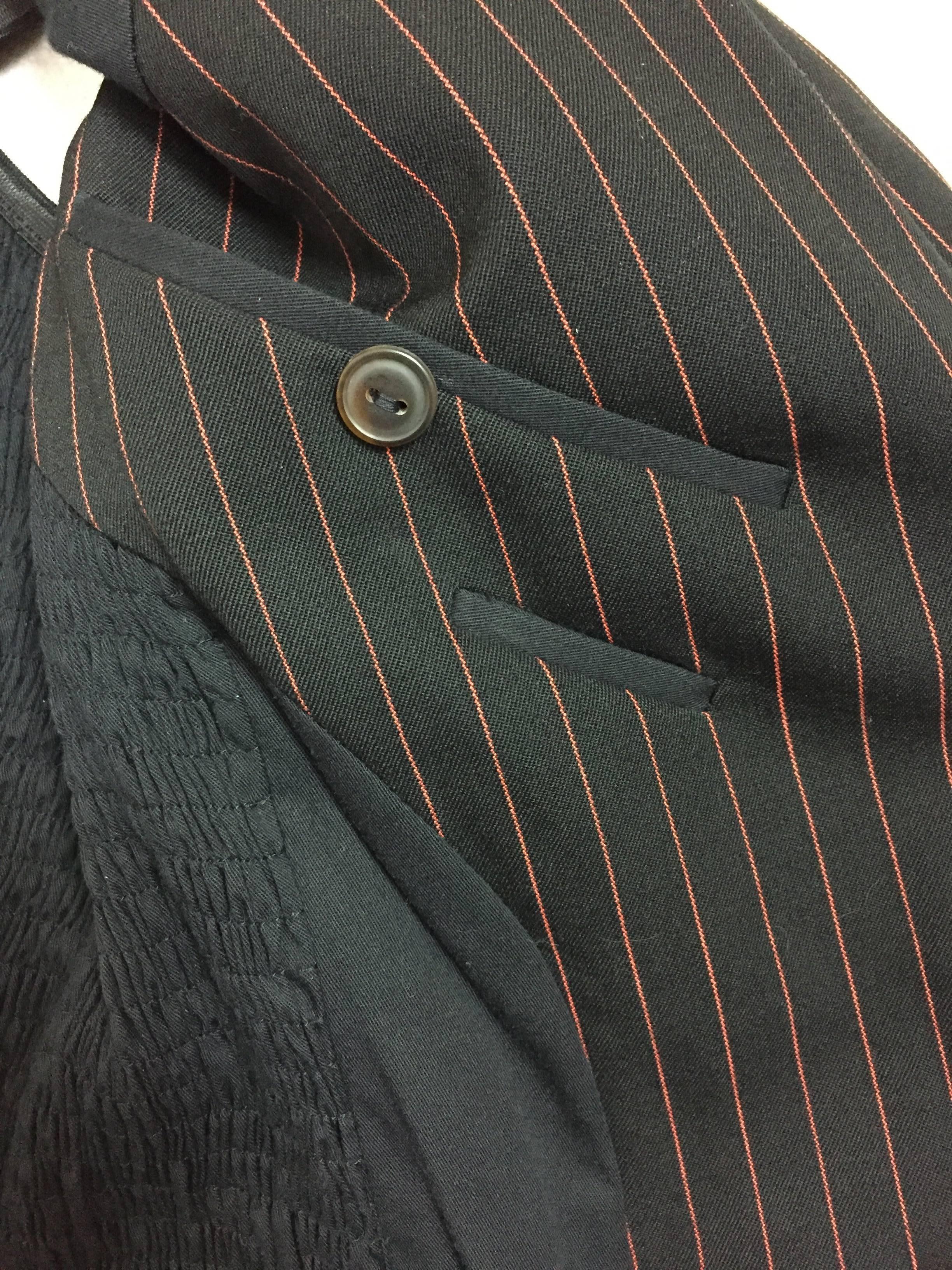 F/W 1989 Jean Paul Gaultier Pinstripe Zipper Cut-out Blazer Jacket Dress 1