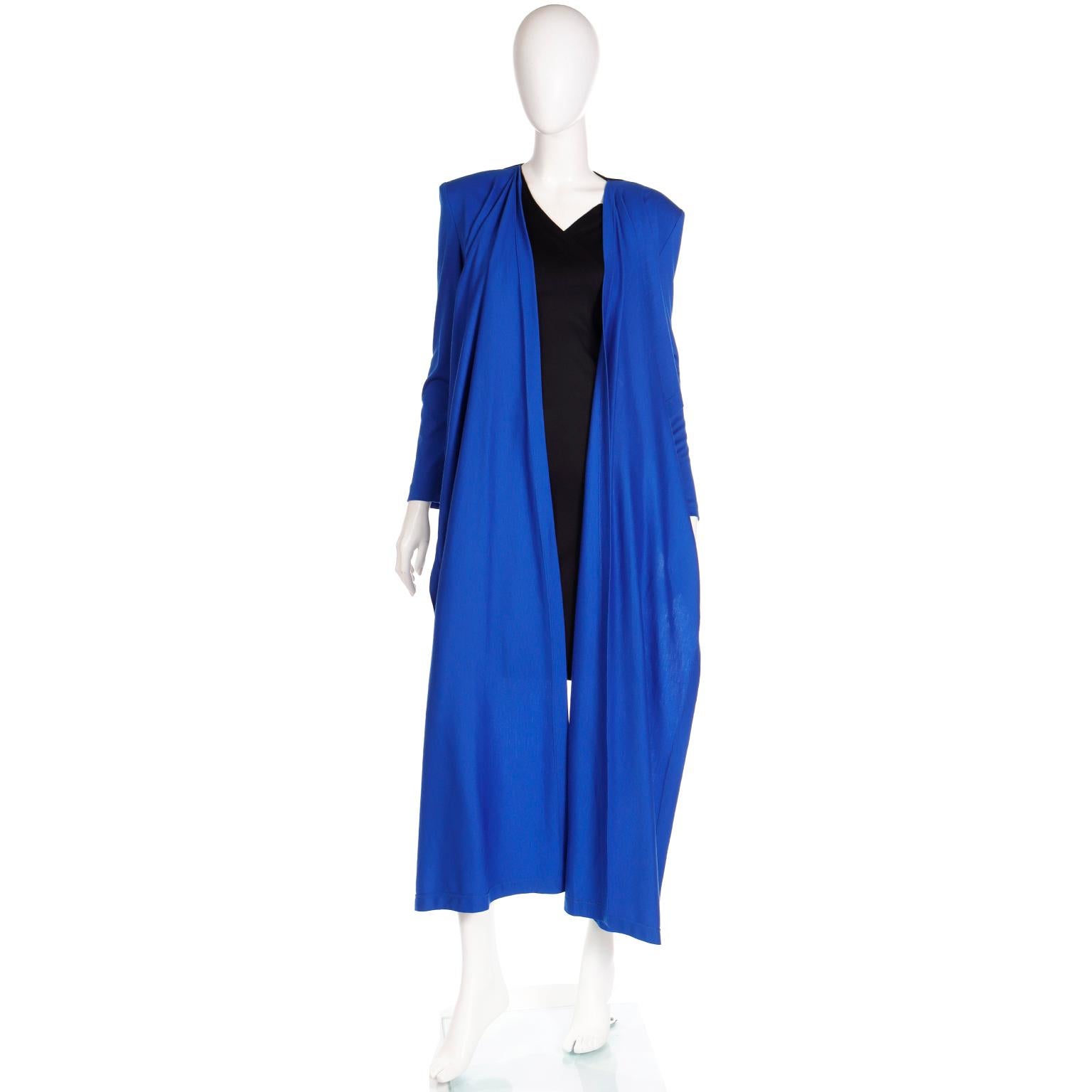 FW 1989 Patrick Kelly Runway Dress in Blue & Black Knit with Head Scarf  For Sale 9