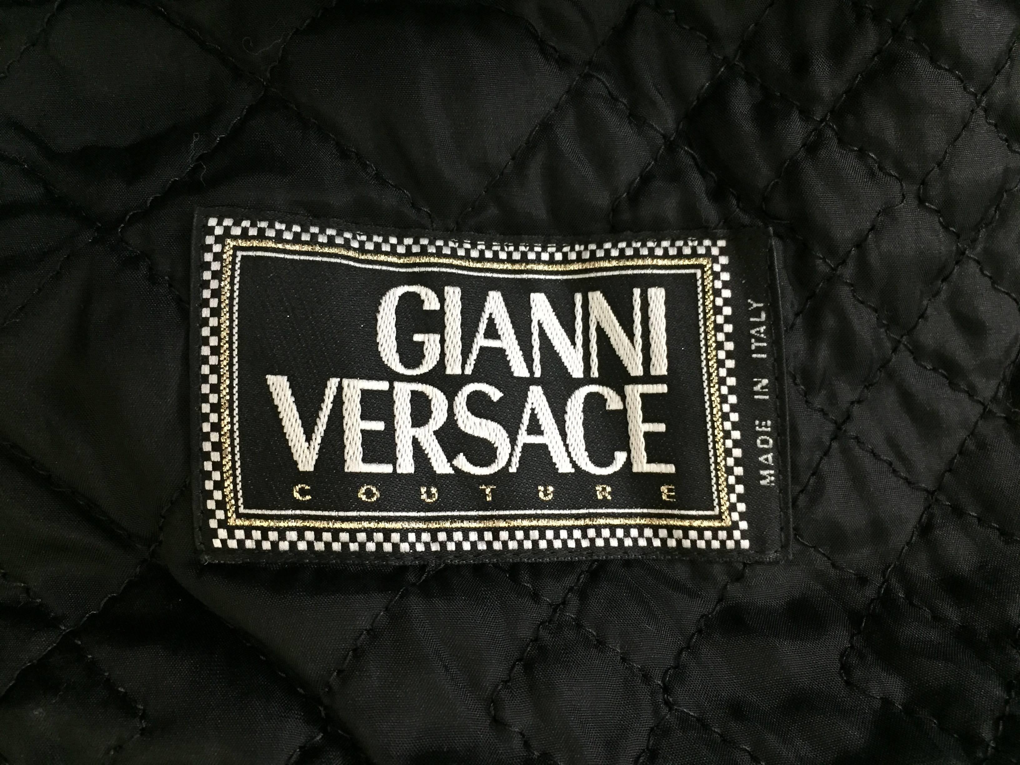Women's F/W 1990 Gianni Versace Black & Ivory Nubby Wool Swing Opera Coat Jacket