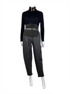 90s Vintage Gianni Versace Bondage Black Gold Top FW 1992