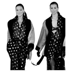 FW 1992 Isaac Mizrahi Vintage Runway Gold Metallic & Black Plaid Swing Coat