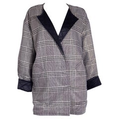 FW 1992 Isaac Mizrahi Vintage Runway Gold Metallic & Black Plaid Swing Coat