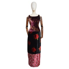 FW 1993 / 1994 DOLCE & GABBANA Runway Floral Velvet Patchwork Maxi Dress