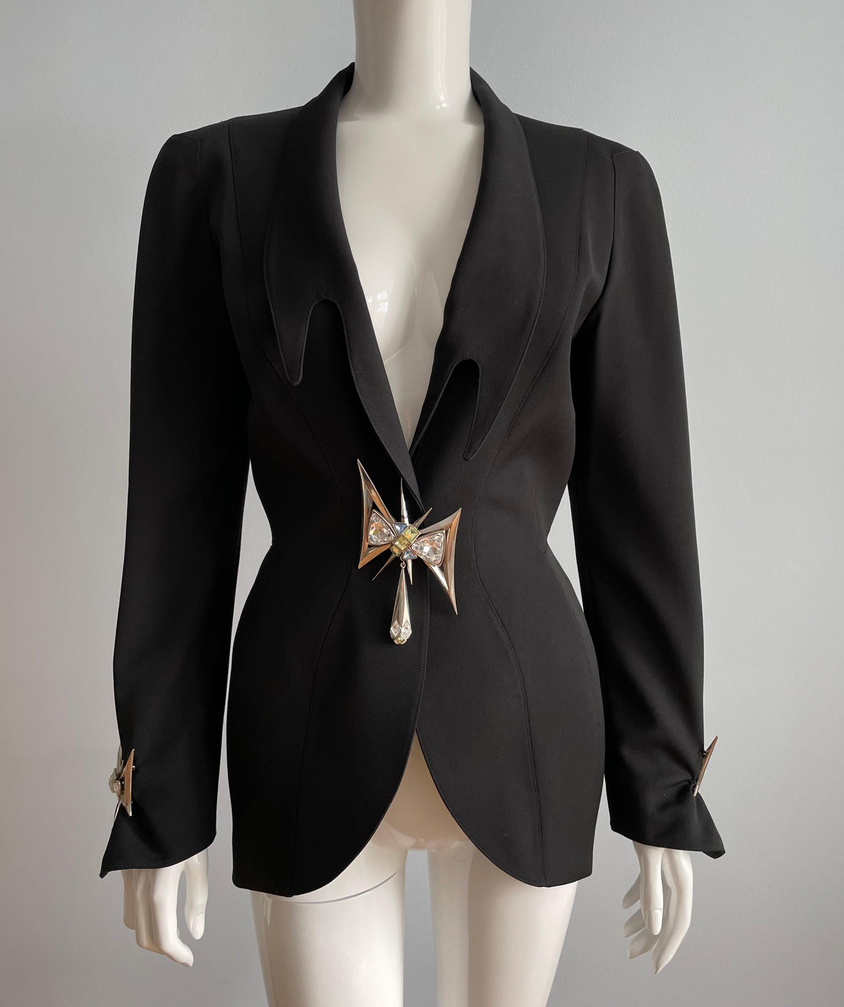 FW 1994 Broche de brillantes Chaqueta enjoyada Thierry Mugler en venta 2
