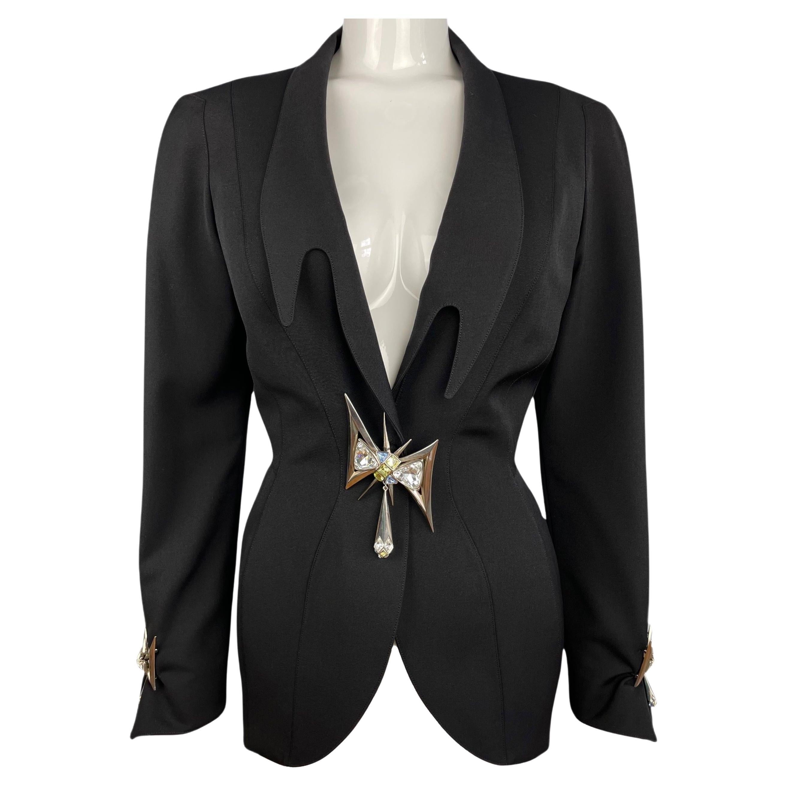 FW 1994 Broche de brillantes Chaqueta enjoyada Thierry Mugler en venta