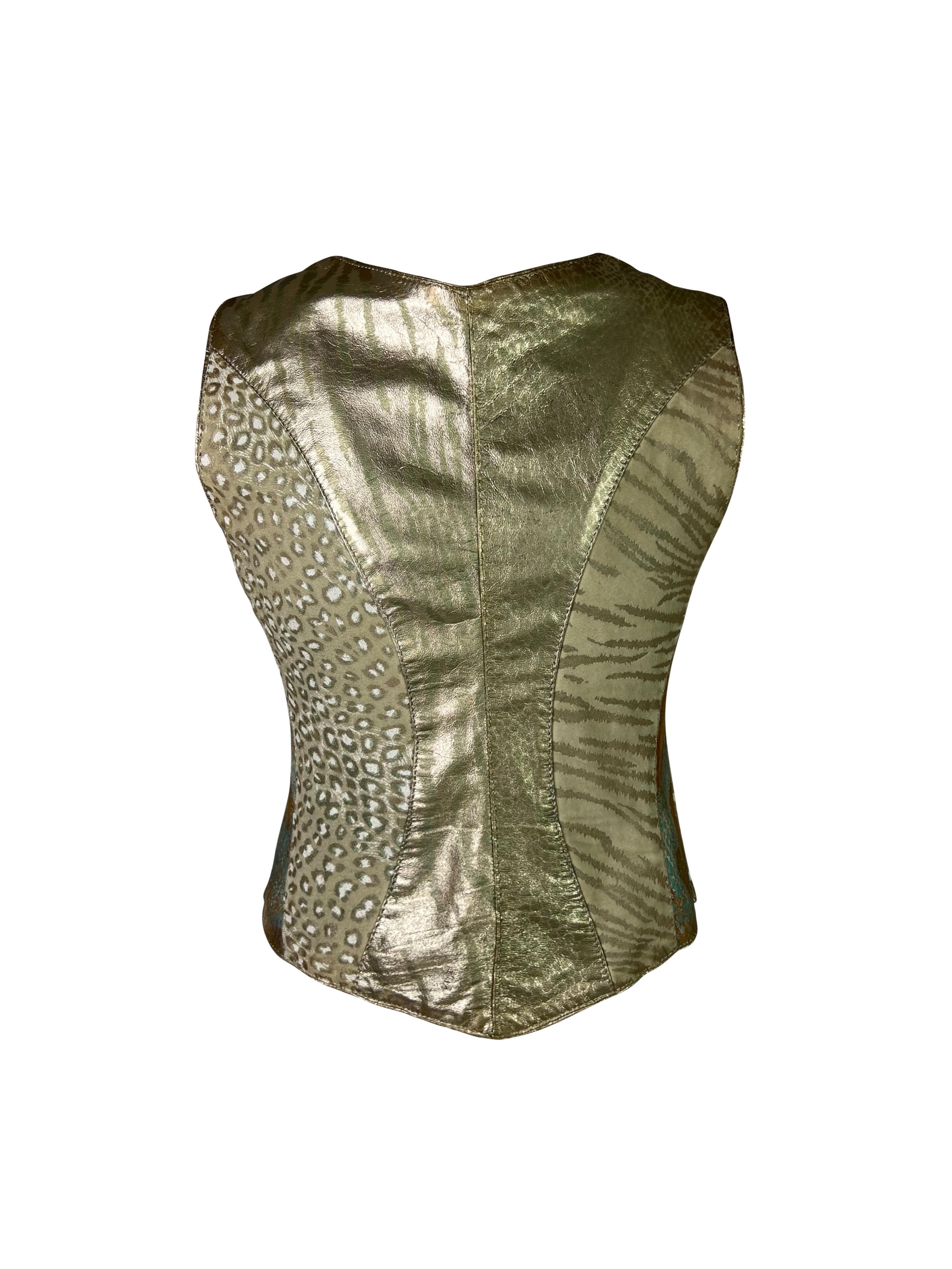 FW 1994 Roberto Cavalli Leather Patchwork Top In Excellent Condition For Sale In Prague, CZ