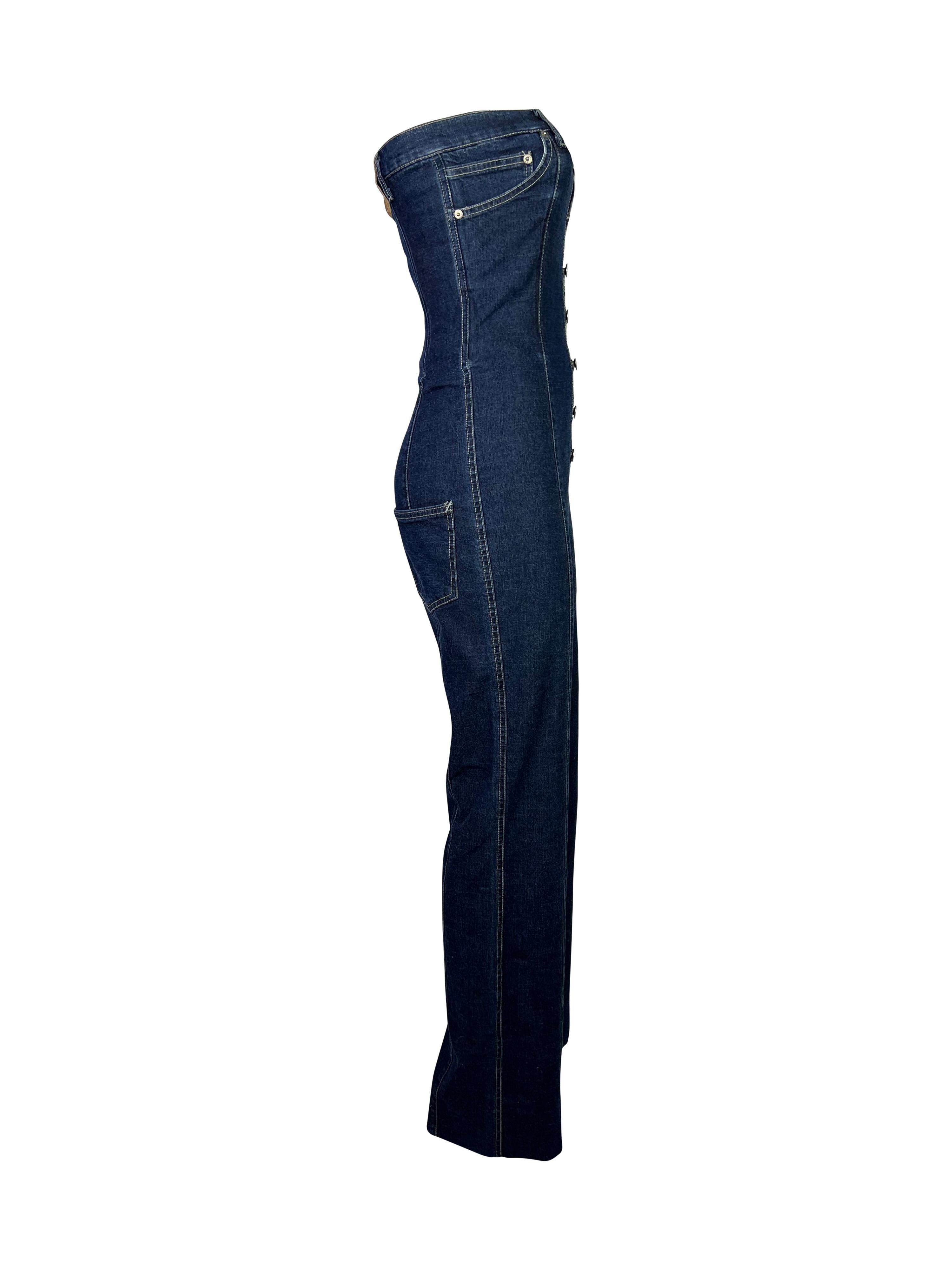 Noir Combinaison en jean à corset « Dante » Alexander McQueen, automne-hiver 1996 en vente