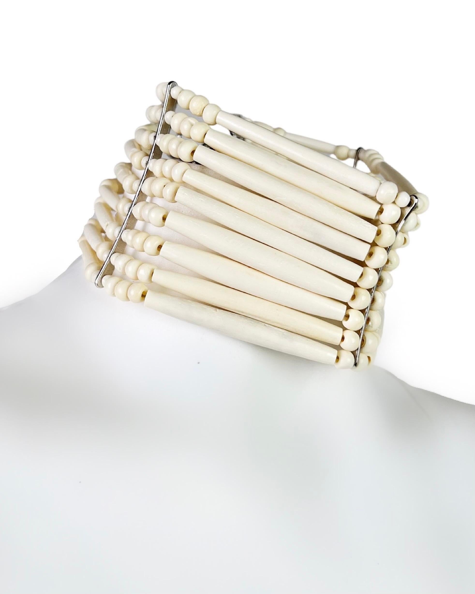 FW 1998 Dior by John Galliano Ivory Bone Masai Choker Necklace 1