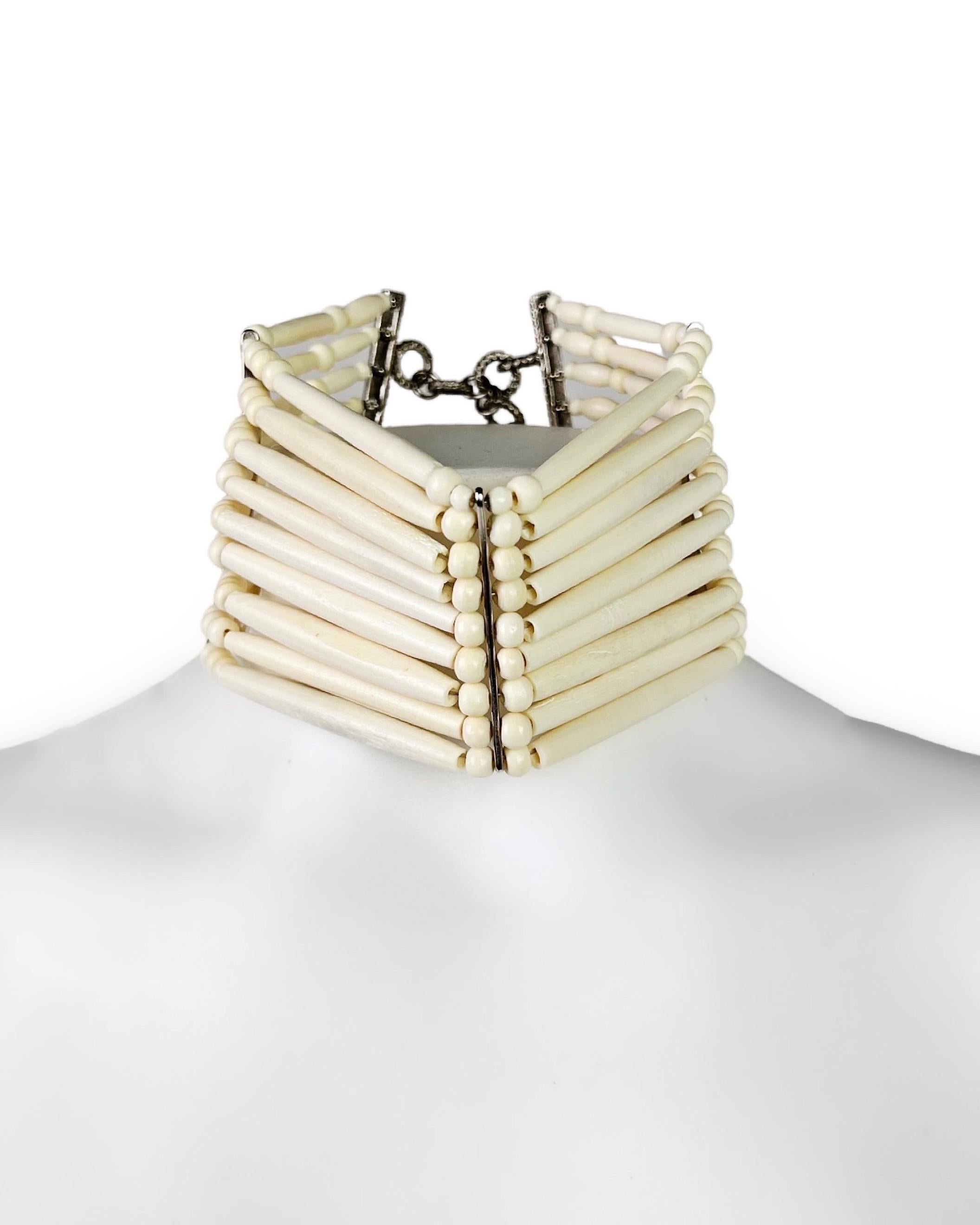 FW 1998 Dior by John Galliano Ivory Bone Masai Choker Necklace 2