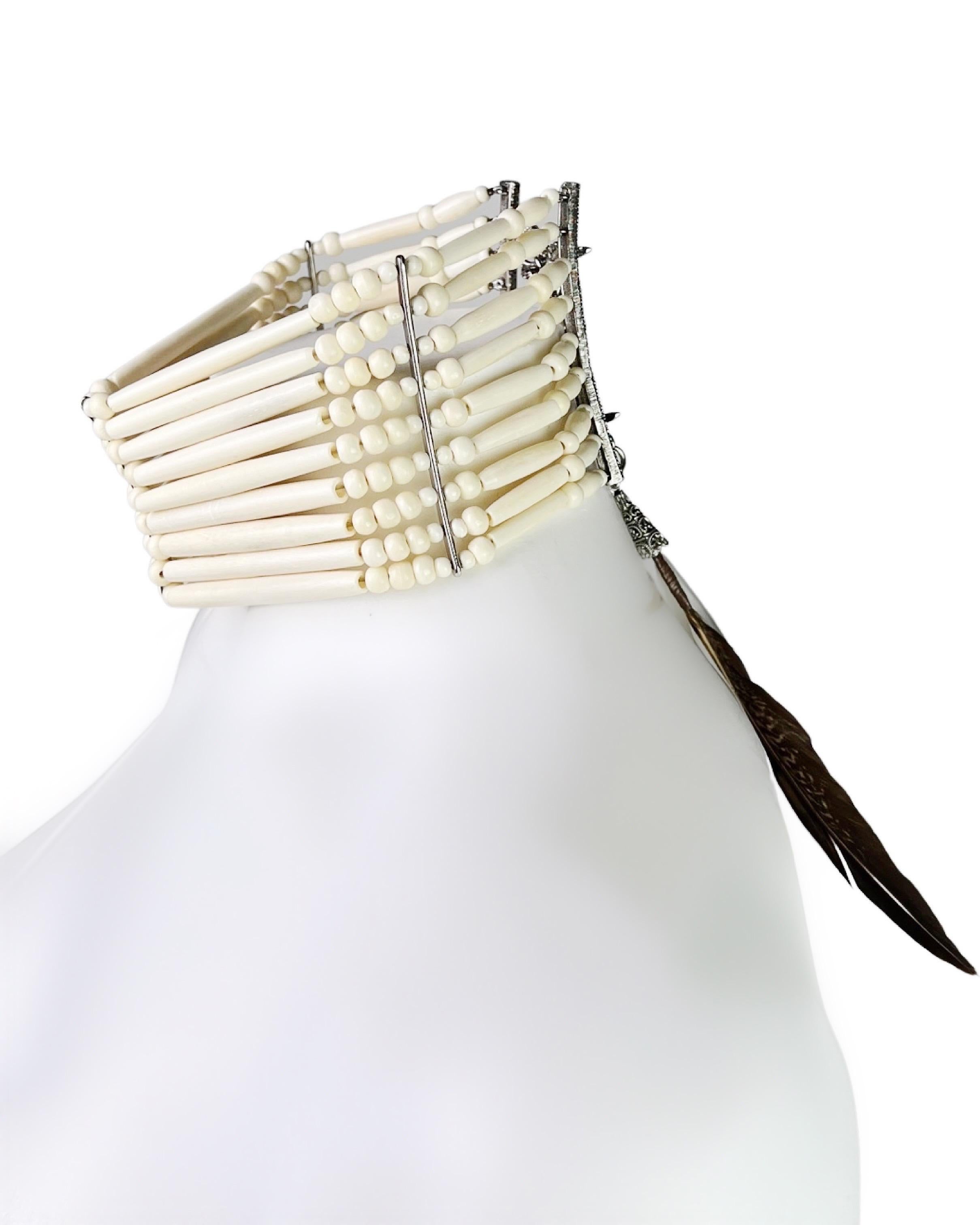 FW 1998 Dior by John Galliano Ivory Bone Masai Choker Necklace 3