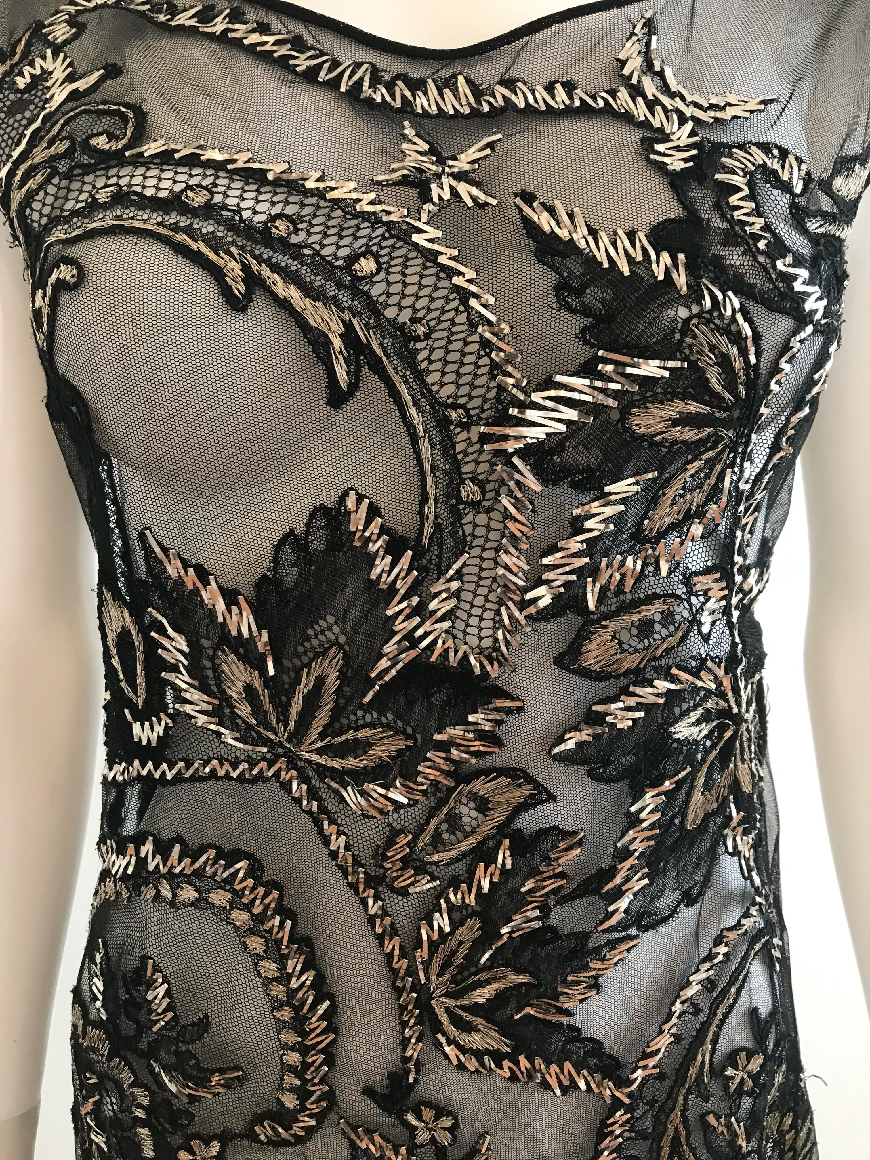 FW 1998 Gianfranco Ferre Metallic Embroidered Tulle Evening Gown For Sale 10