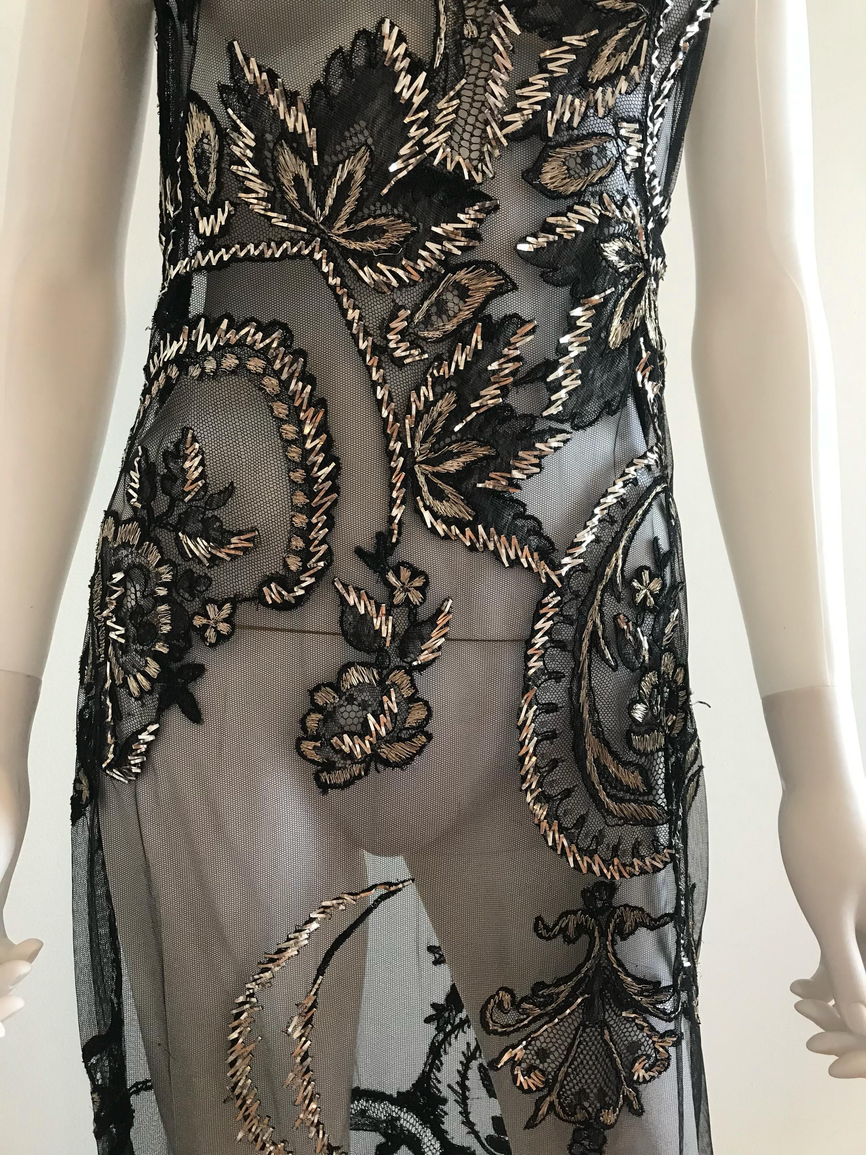 FW 1998 Gianfranco Ferre Metallic Embroidered Tulle Evening Gown For Sale 11
