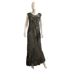 FW 1998 Gianfranco Ferre Metallic Embroidered Tulle Evening Gown