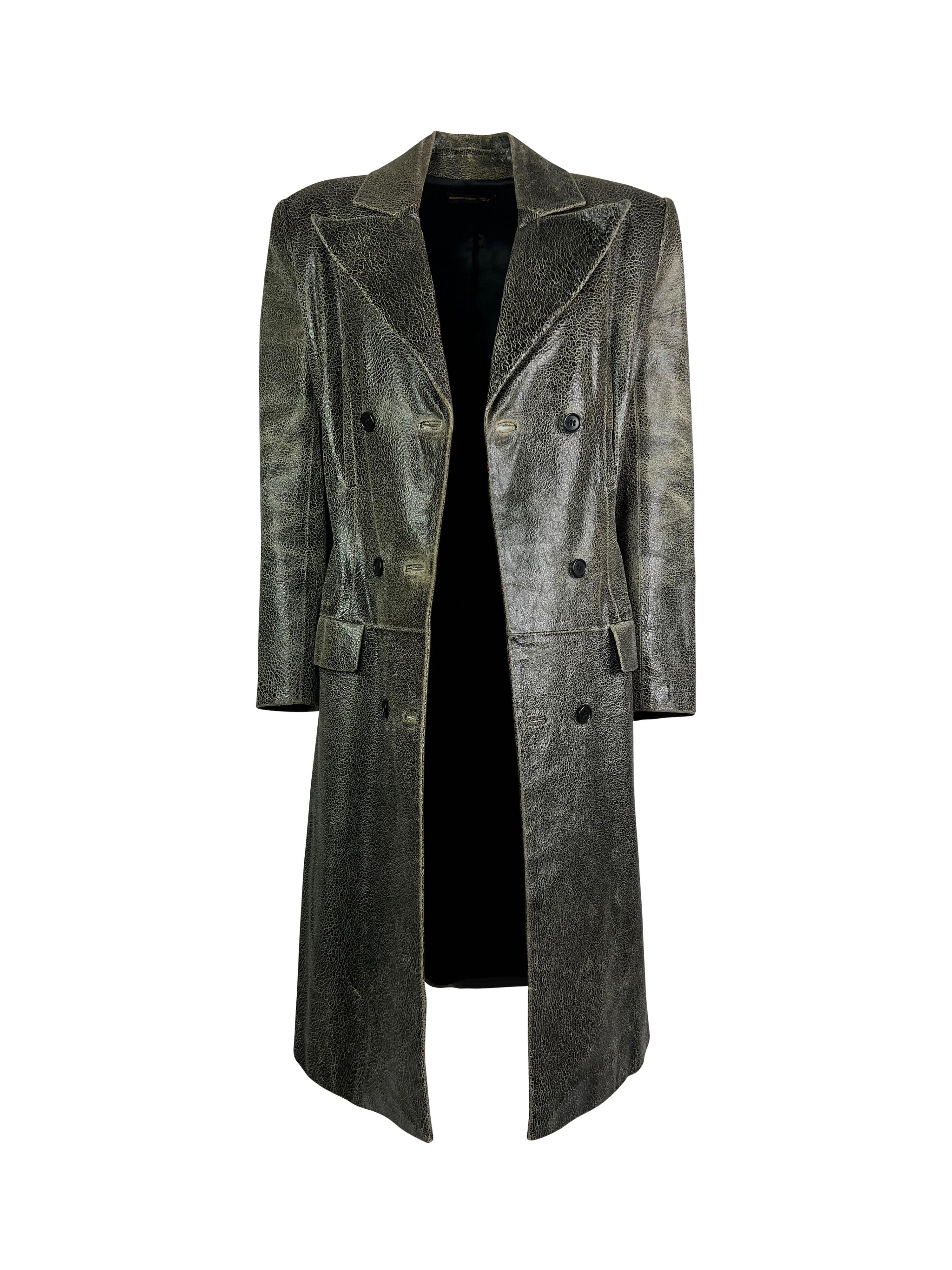 Women's or Men's FW 1999 Alexander McQueen The Overlook Cracked Leather Coat