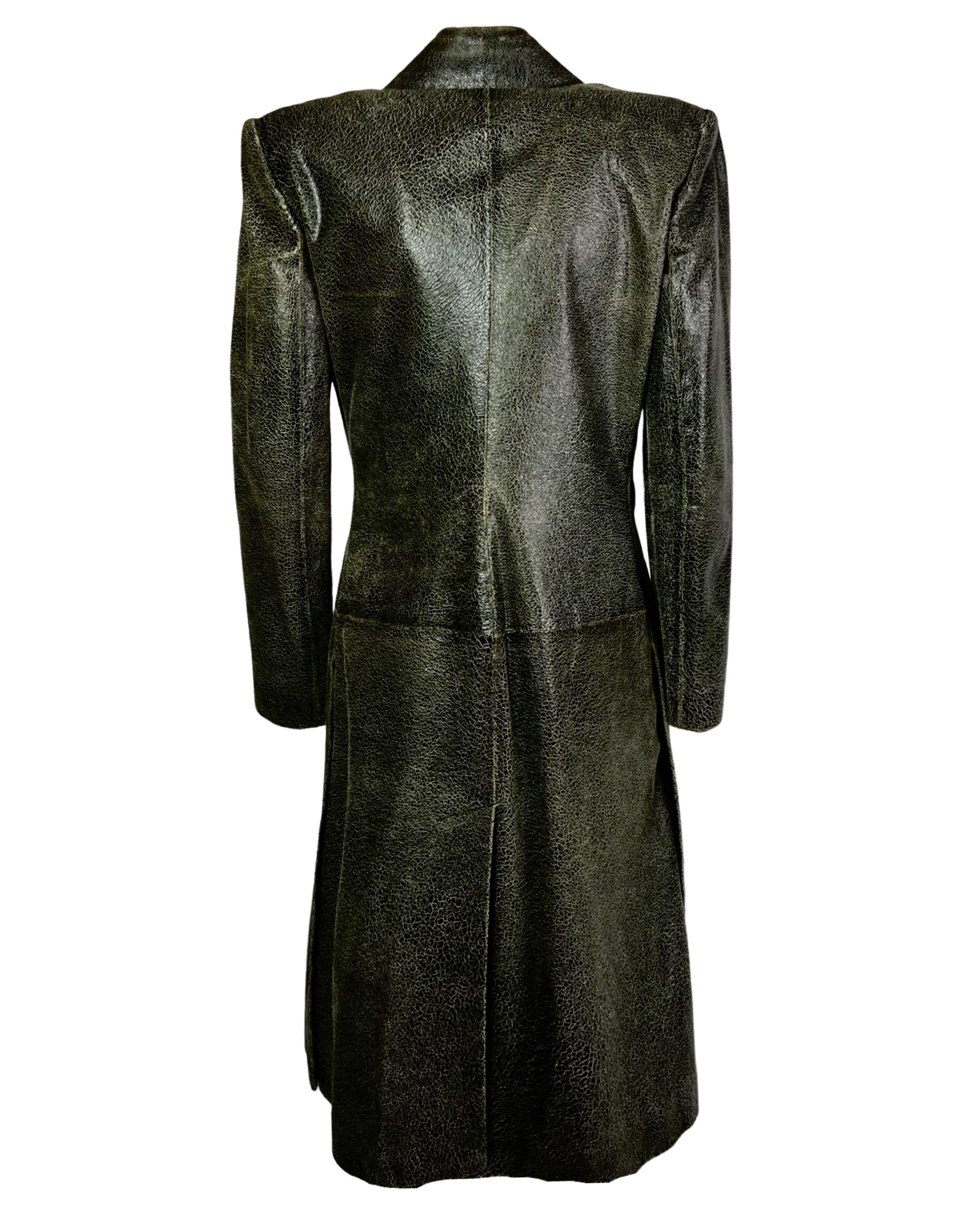 FW 1999 Alexander McQueen The Overlook Cracked Leather Coat 1