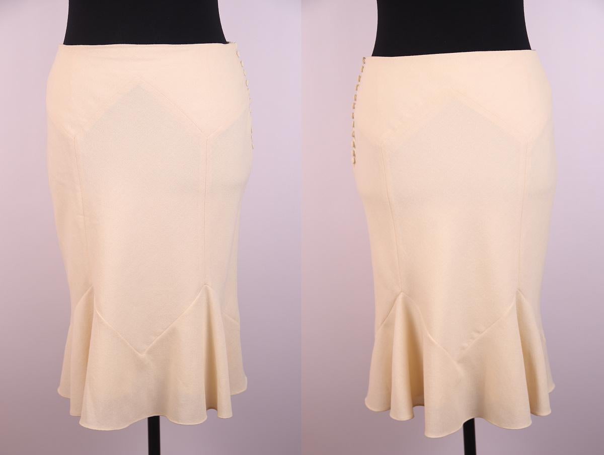 Beige Christian Dior Galliano AI 1999 Gonna e giacca in lana in vendita