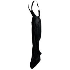 FW 1999 Christian Dior John Galliano Runway Sheer Metallic Black Suspender Dress