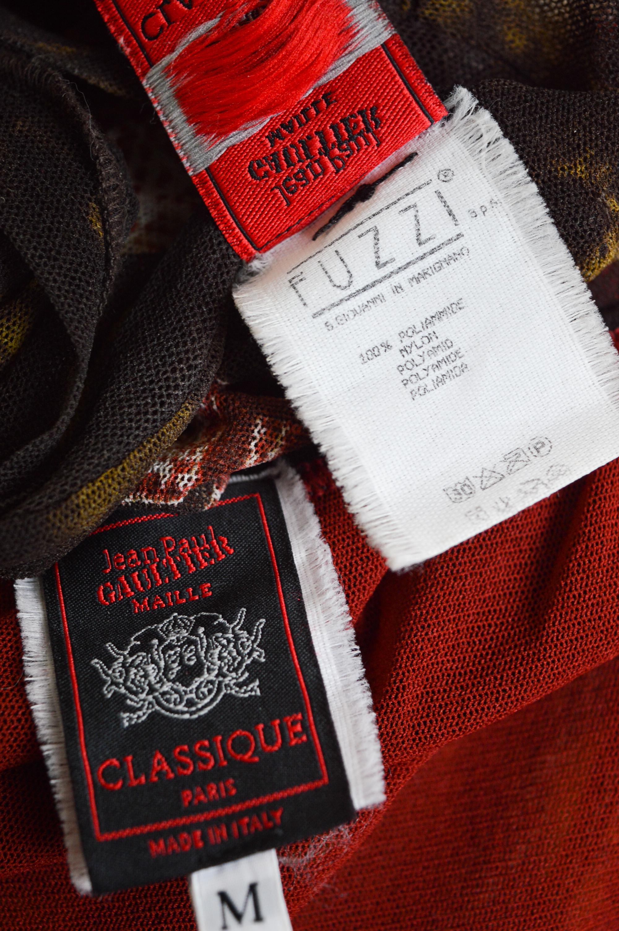 FW 1999 Jean Paul Gaultier Micro Mesh Ensemble Matching Top & Skirt Set For Sale 14