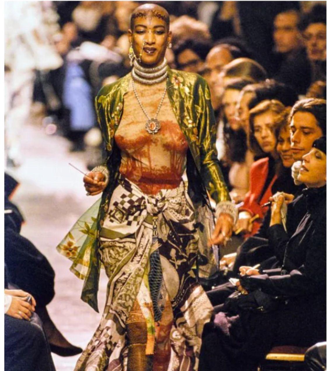 FW 1999 Jean Paul Gaultier Micro Mesh Ensemble Matching Top & Skirt Set For Sale 15