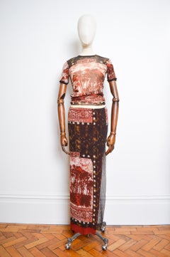 FW 1999 Jean Paul Gaultier Conjunto de micromalla a juego con top y falda