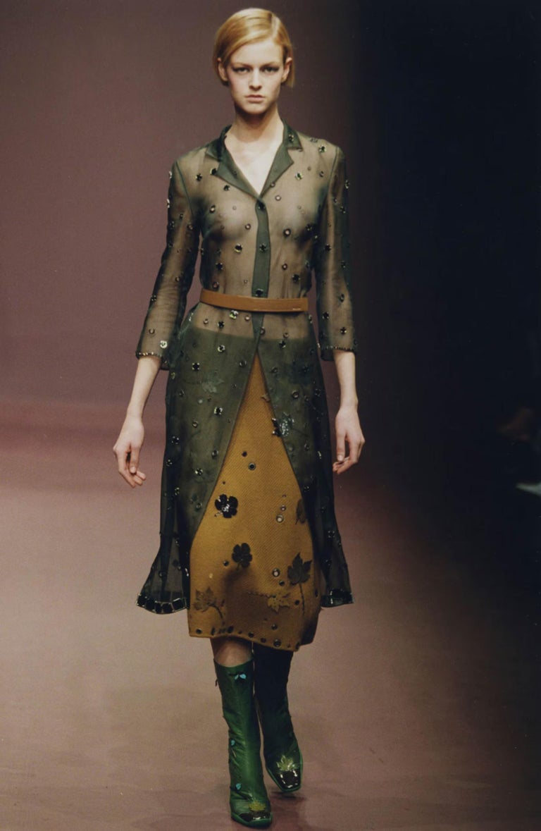 FW 1999 Prada Sculptural Heels Leaf and Petal Appliqué Runway