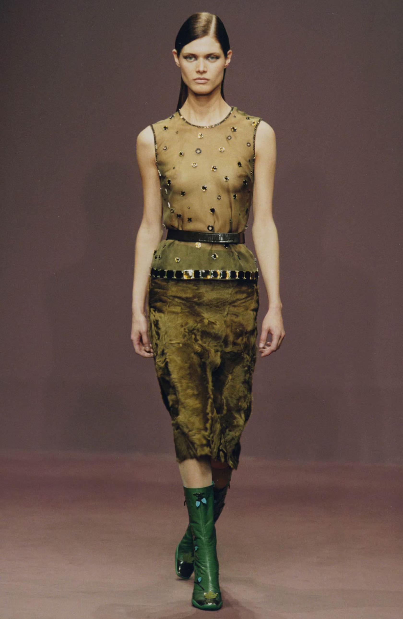 FW 1999 Prada Sculptural Heels Leaf and Petal Appliqué Runway boots For Sale 3