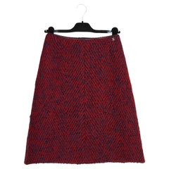 FW 2000 Red Blue Tweed Skirt FR36/38