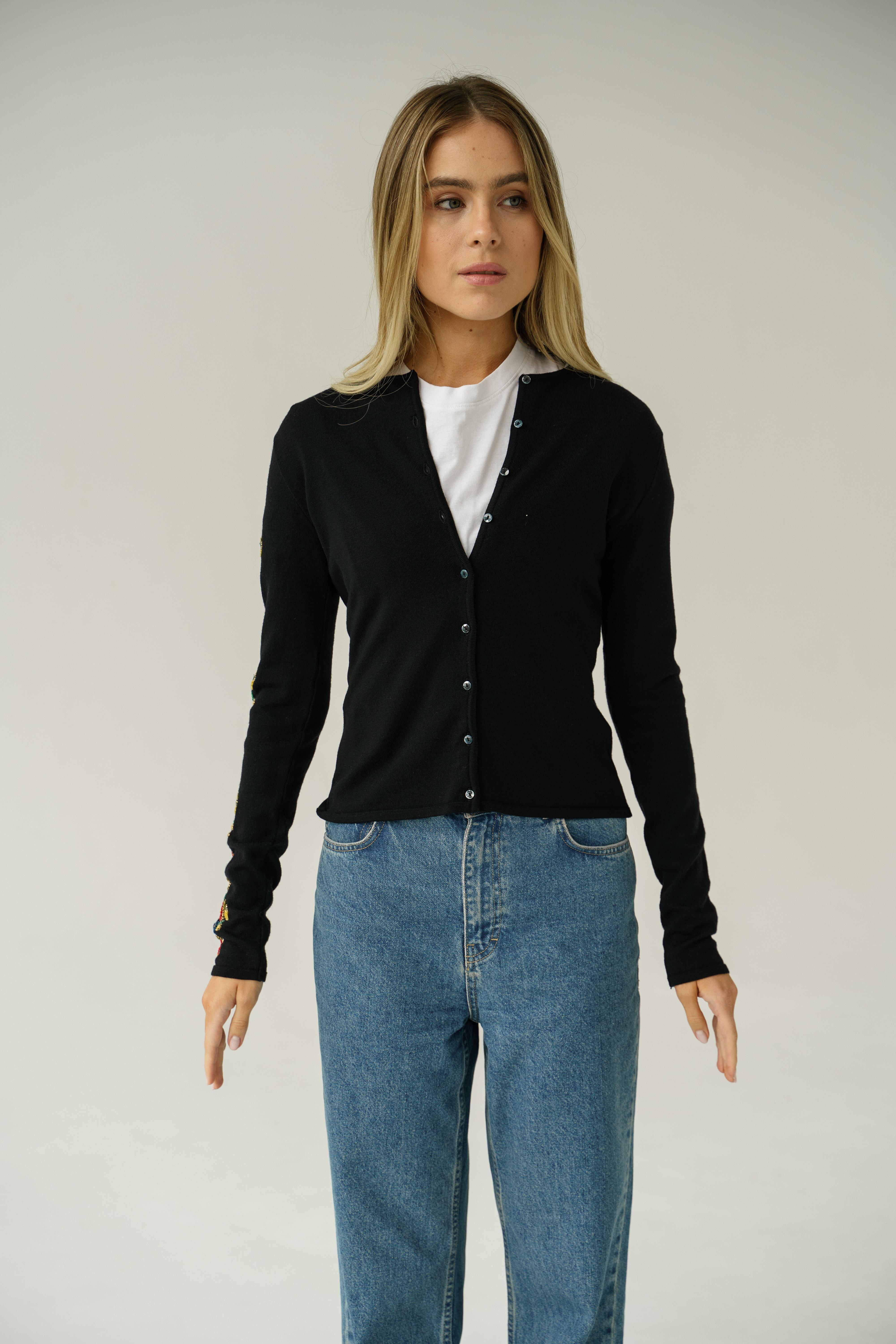 FW 2001 Christian Dior & John Galliano Strickjacke aus Wolle 2000er Jahre Häkelstickerei Damen im Angebot