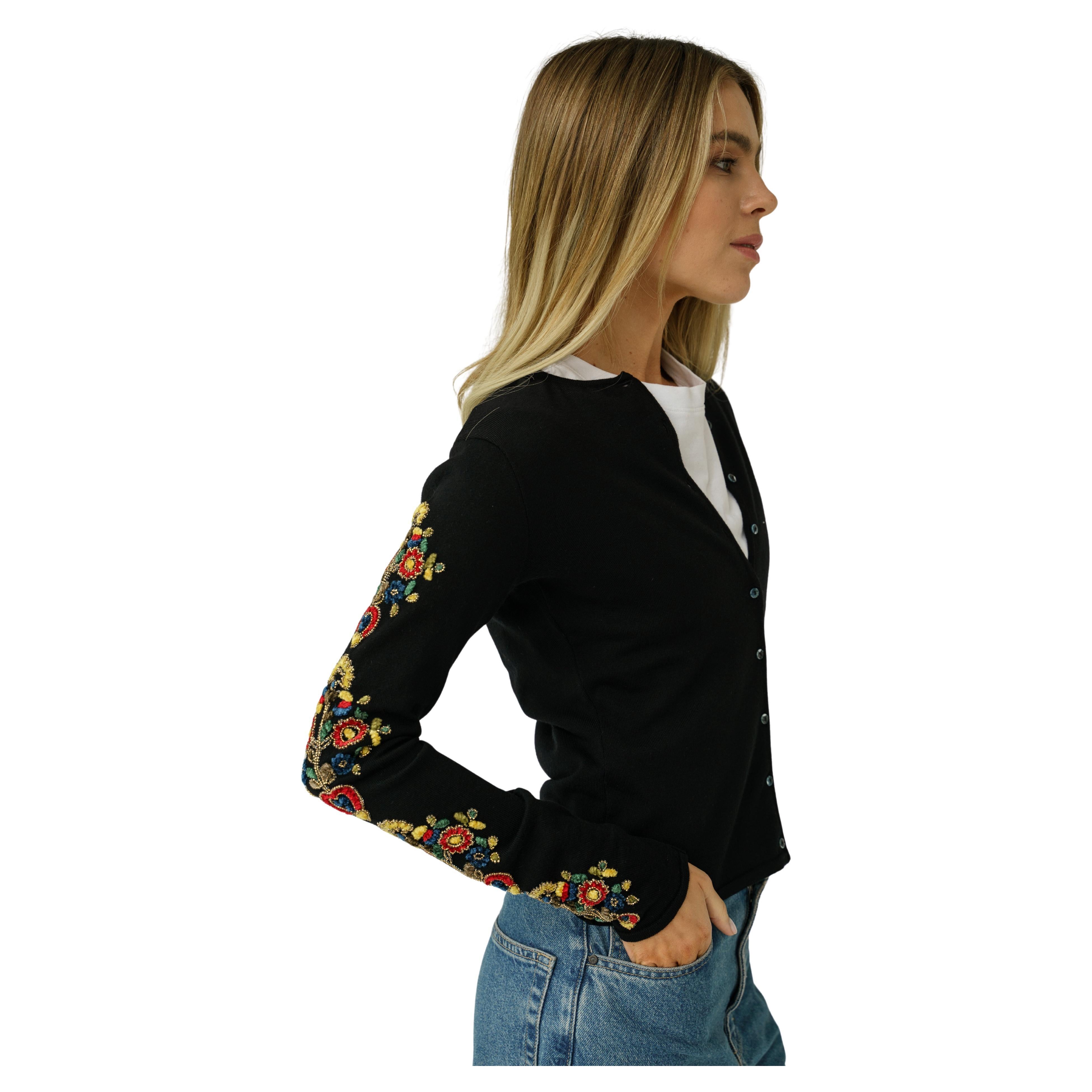 FW 2001 Christian Dior & John Galliano Strickjacke aus Wolle 2000er Jahre Häkelstickerei im Angebot