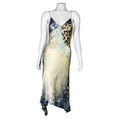 FW 2001 Roberto Cavalli Trompe L'oleil Printed Silk Dress