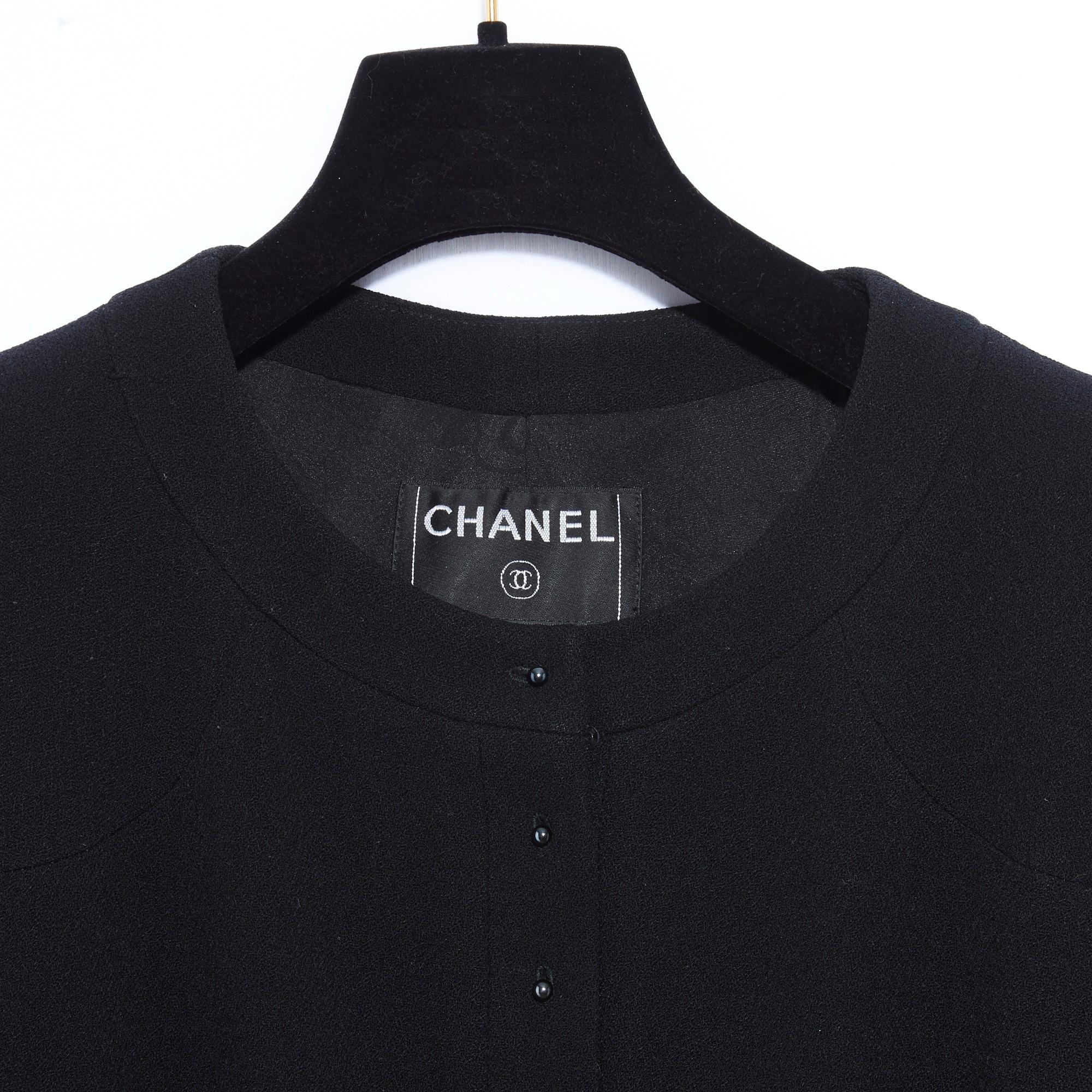 Women's or Men's FW 2002 Chanel Black crepe Jacket FR38/40  For Sale