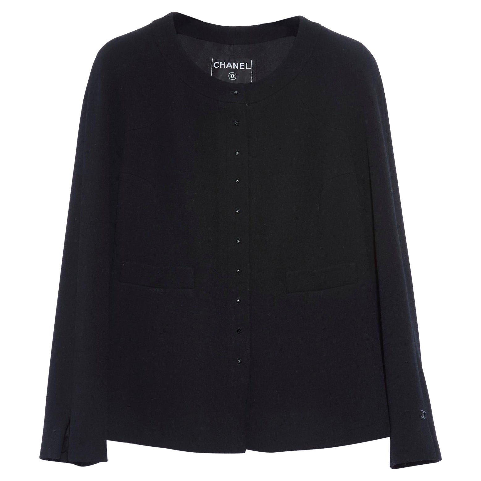 FW 2002 Chanel Veste en crêpe noir FR38/40