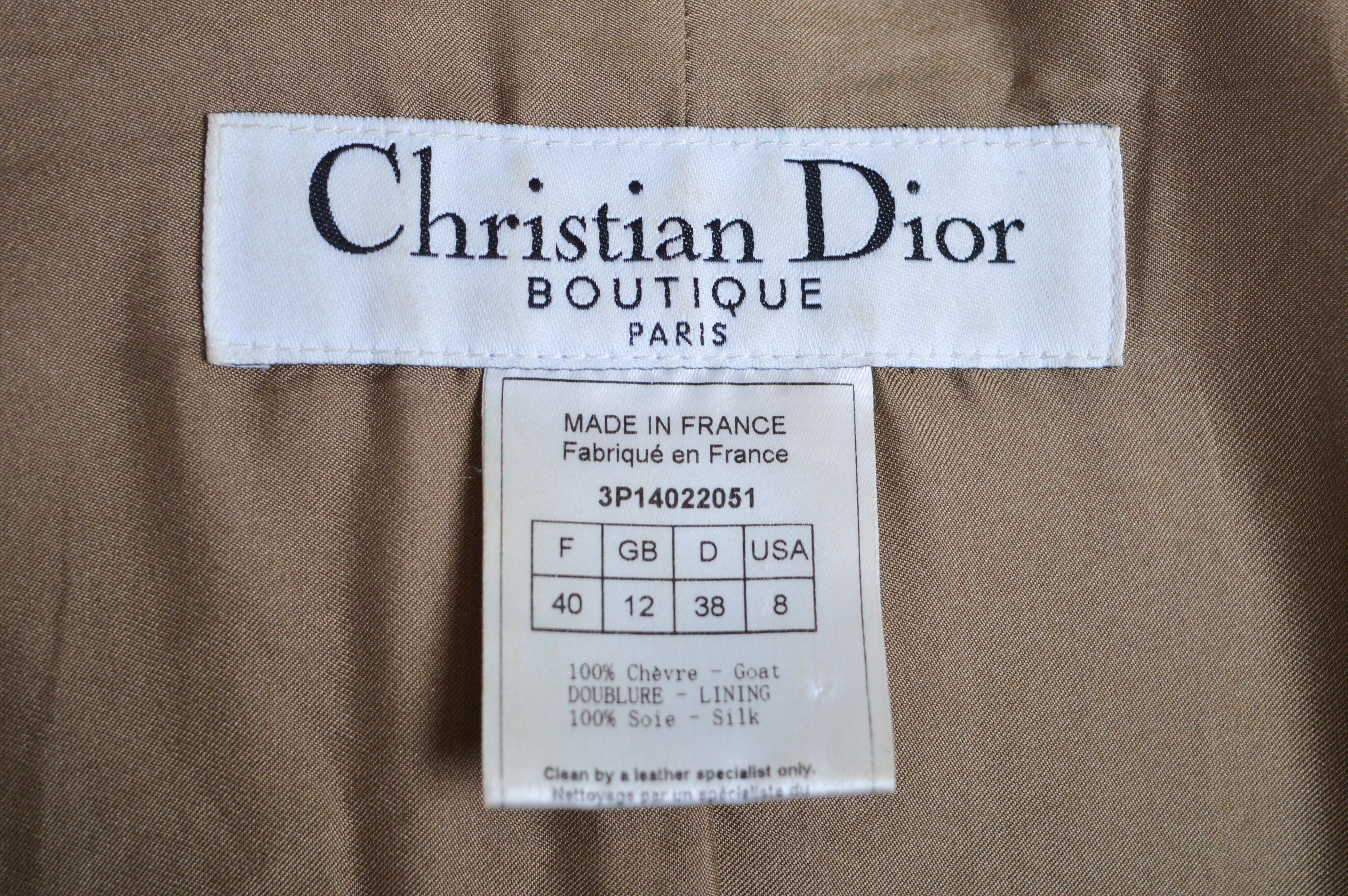 Women's FW 2002 Christian Dior Y2k Galliano Admit it Green Khaki Lace up Leather Jacket For Sale