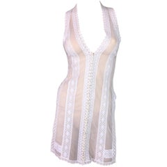 F/W 2003 Gianfranco Ferre Sheer White Fishnet Lace Vest Top