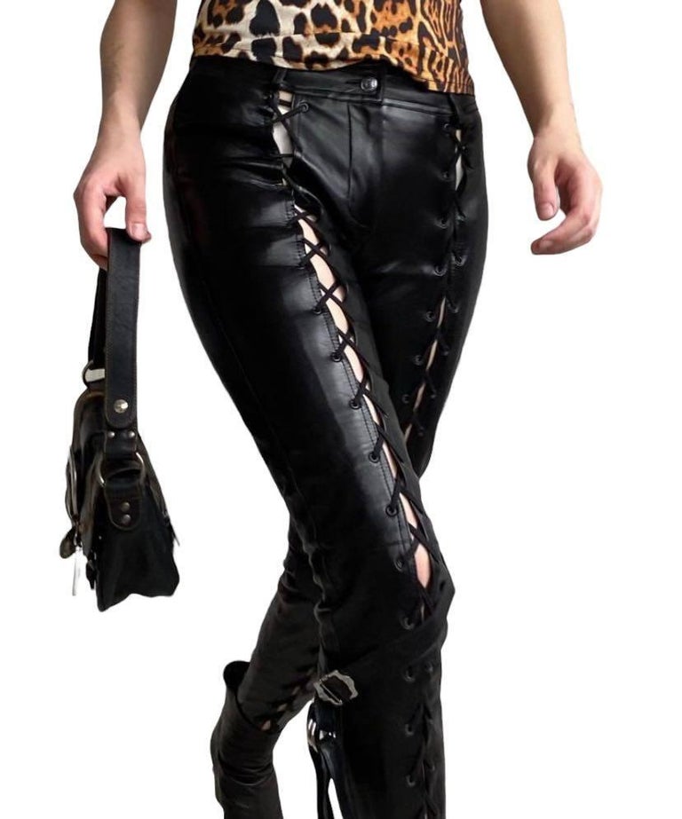 FW 2003 Look #1 Vintage John Galliano for Christian Dior black leather pants