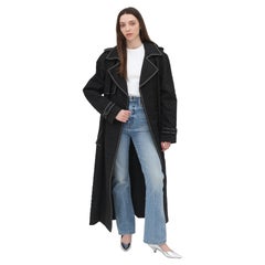 H/W 2004 Schwarzer gesteppter Trenchcoat mit Kettengliedern