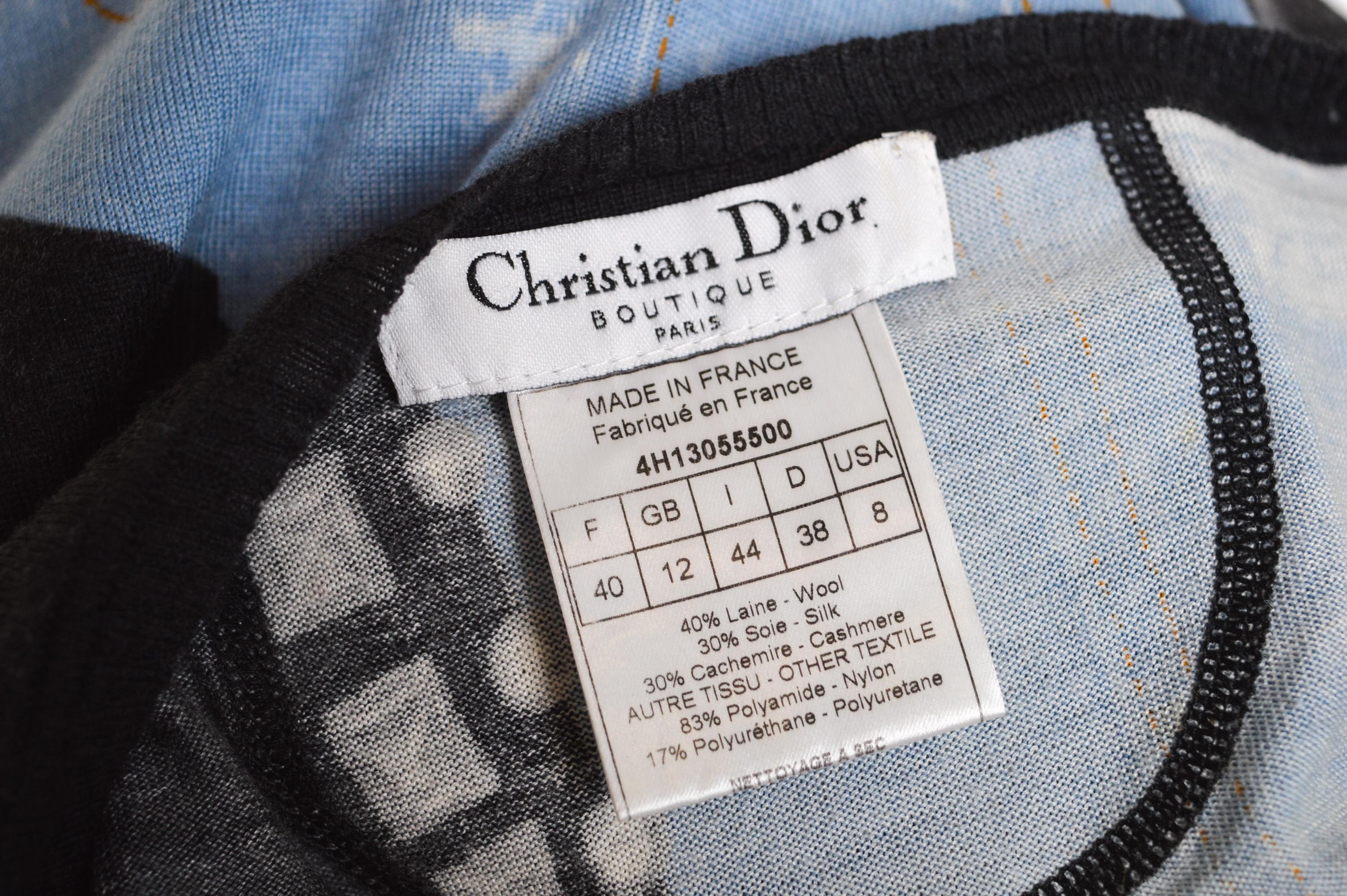 FW 2004 Christian Dior by Galliano Denim Print Trompe L'oeil cashmere Sweater  In Good Condition In Sheffield, GB