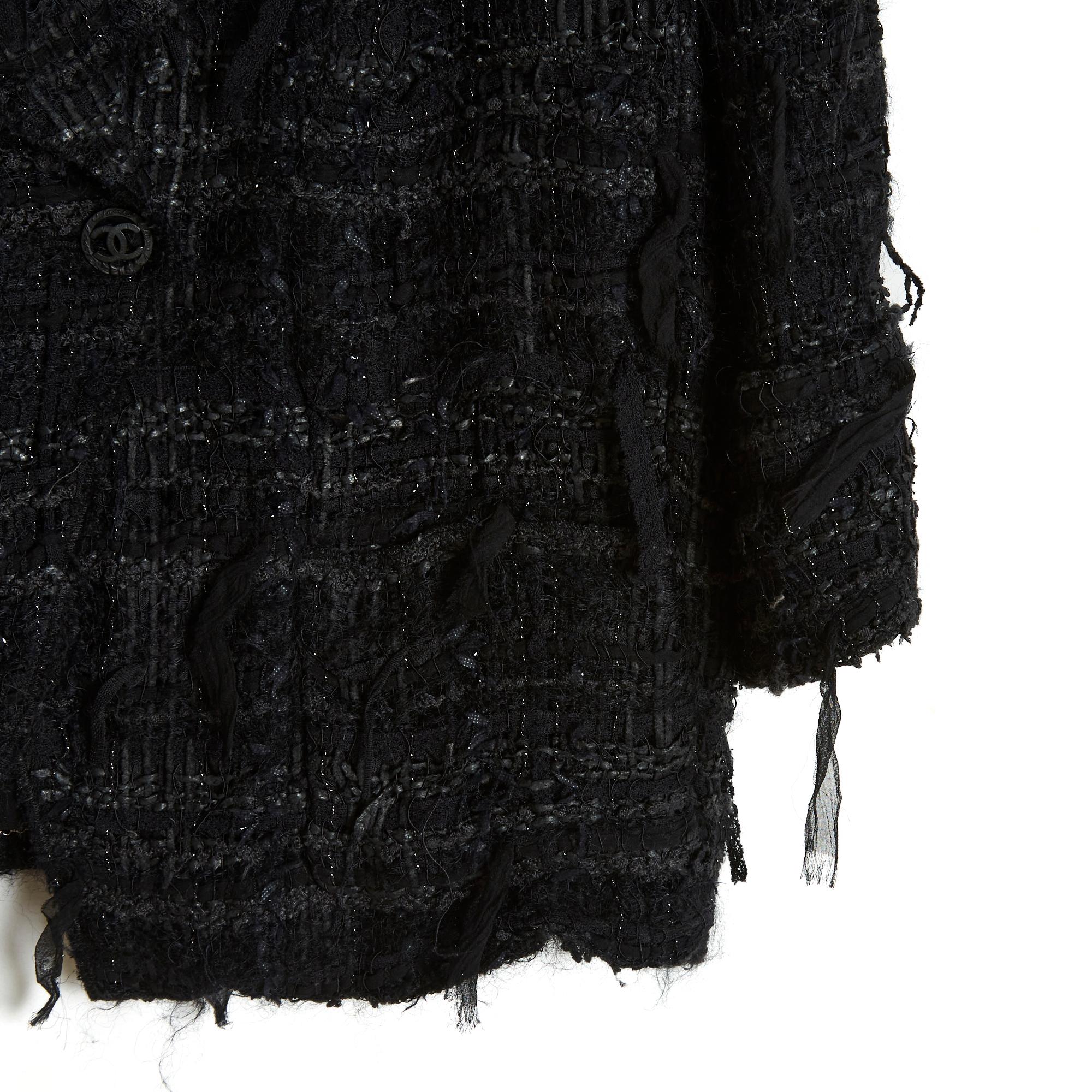 FW 2005 Chanel Jacket FR40/42 Tweed Black Effiloche 1