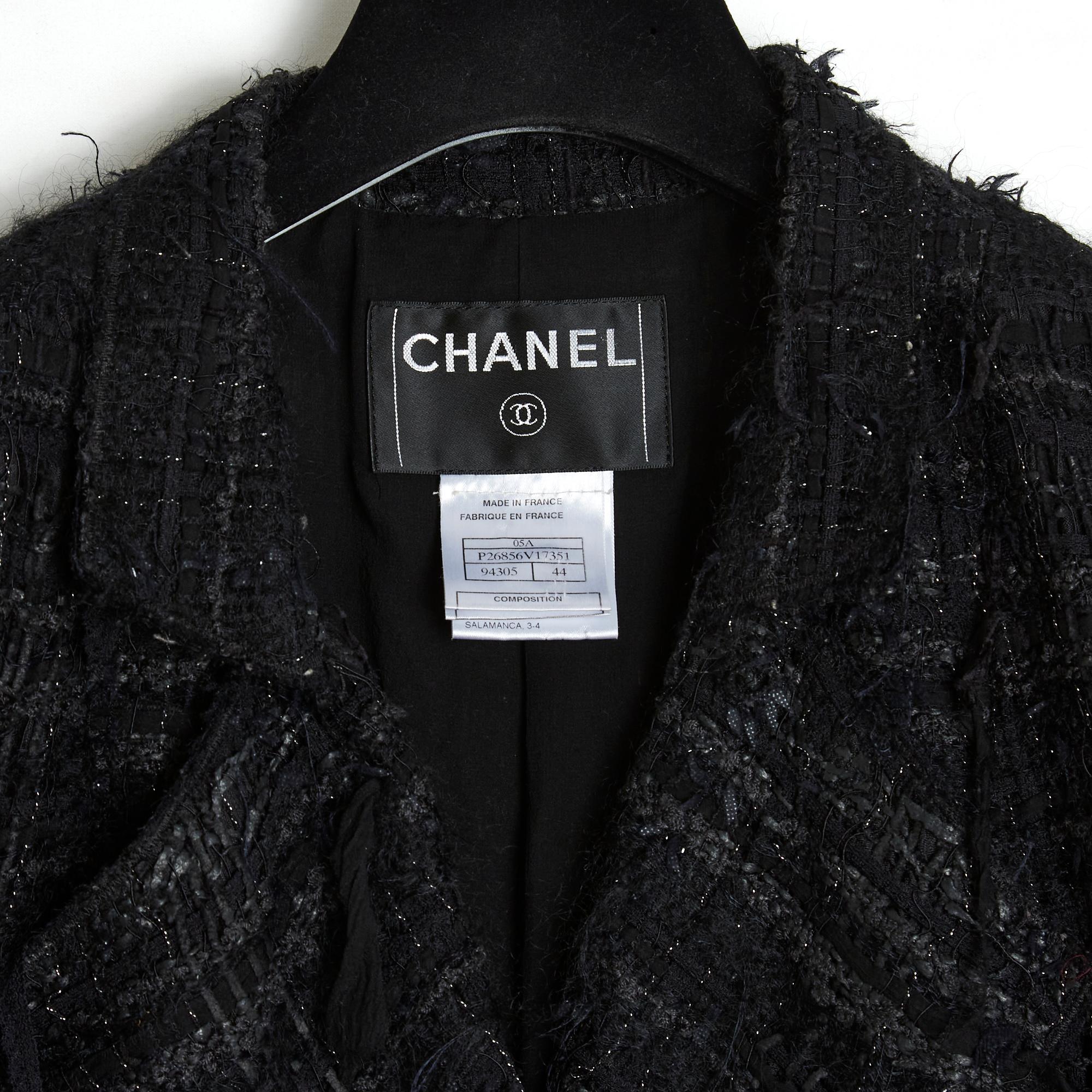 FW 2005 Chanel Jacket FR40/42 Tweed Black Effiloche 2