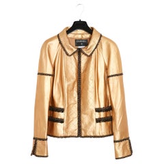 FW 2005 Chanel Veste Or FR38  Veste en tweed cuir doré GB10 US8