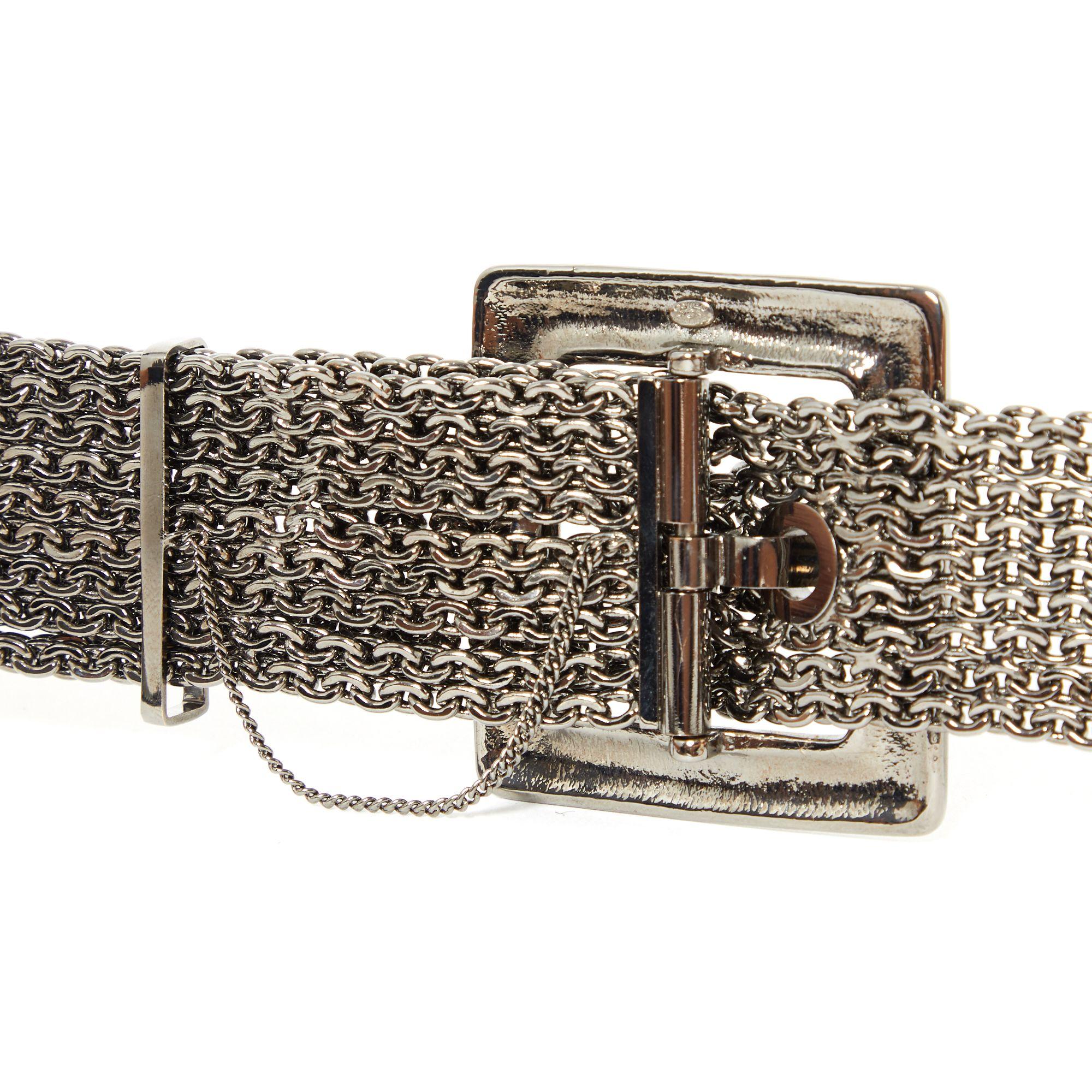 Gray FW 2007 Chanel 9 Chainlink rows Belt T85  For Sale