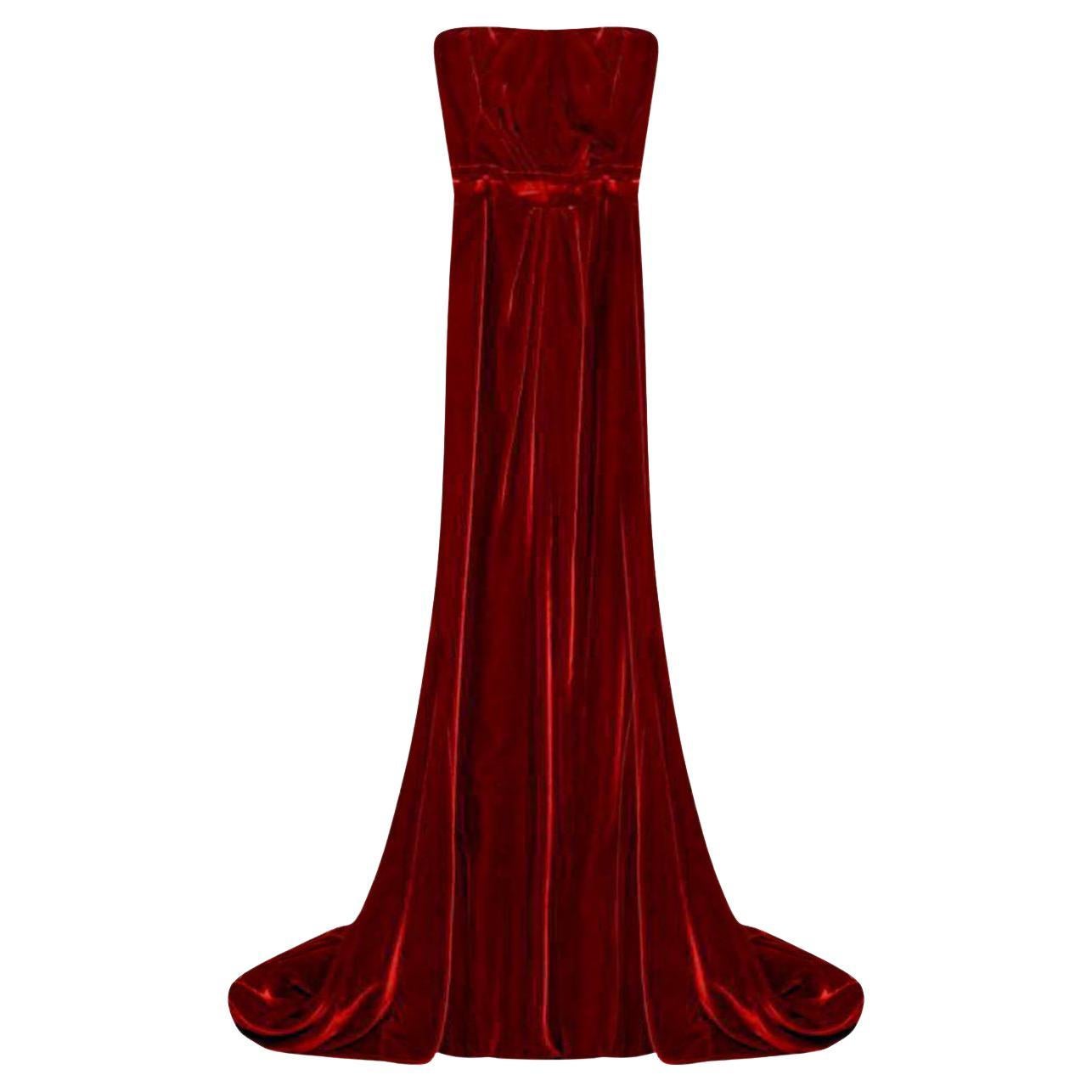 FW 2009 Prada evening gown in silk velvet worn by Milla Jovovich For Sale  at 1stDibs