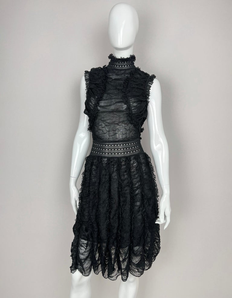 FW 2015 Alexander McQueen Ruffled silk-blend lace Victorian style dress For  Sale at 1stDibs